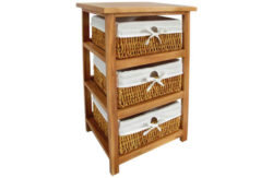 Honey Wood Storage Unit with 3 Maize Baskets